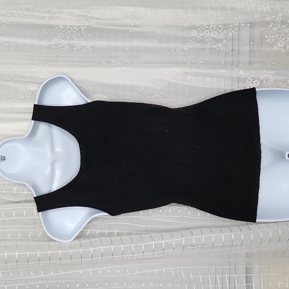 Black Y2K Sequined Scoop Neck Sleeveless Tank Top SzL - Picture 3 of 7